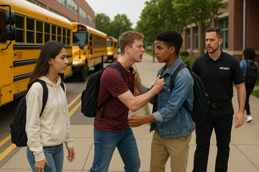 Bus loop dismissal scene -aware detection of escalating behavior near the bus loop