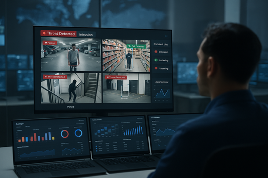 AI-powered real-time threat detection dashboard with incident tags
