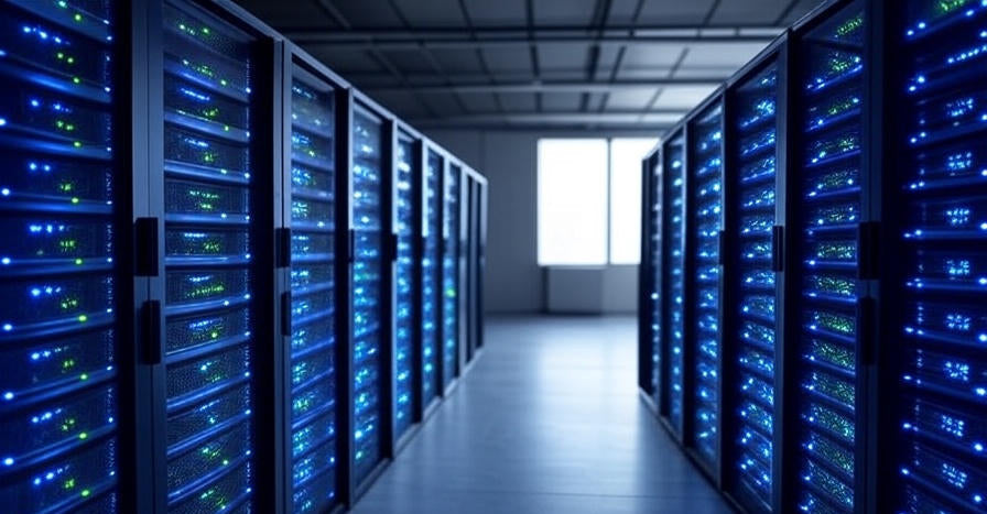 data center ailse and racks and servers