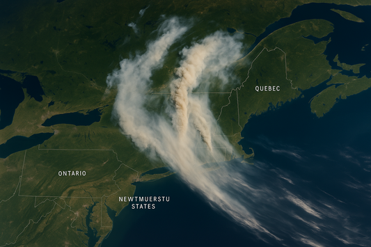 Massive wildfire smoke drifting from Quebec toward northeastern US