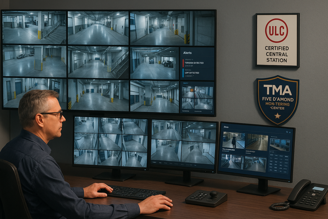 ULC and TMA certified monitoring control room with AI integration