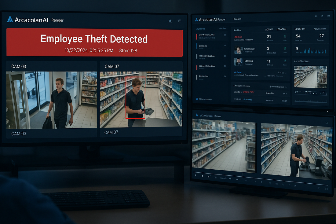 Retail security dashboard detecting employee theft in real time