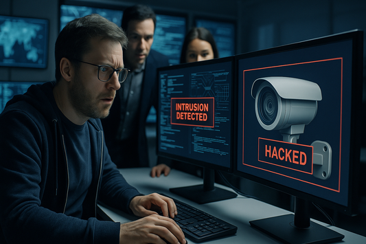 IT security team identifying a hacked surveillance camera as entry point