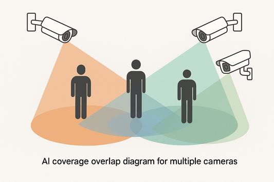 Multi-camera layout overlap diagram – AI coverage overlap diagram across multiple cameras.