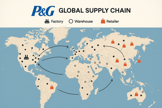 rocter & Gamble global supply chain map showing factories, warehouses, and retailers