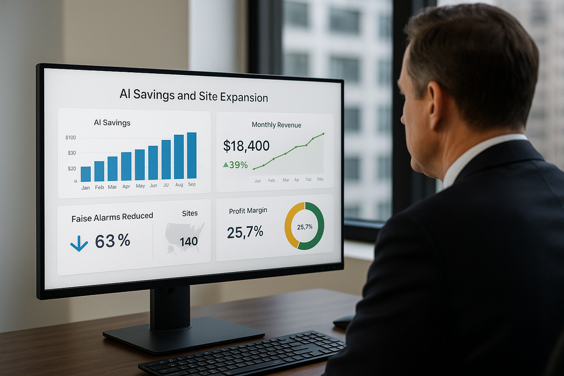 Monitoring executive viewing ArcadianAI Ranger profitability dashboard