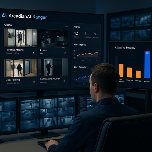 ArcadianAI Ranger dashboard outperforming Allied Universal, Securitas, and Verkada in adaptive security