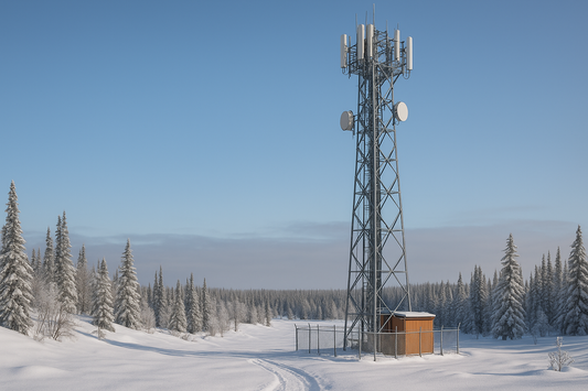 Telecom tower in Northern Canada during winter