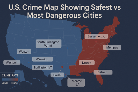 safest vs most dangerous cities Crime rate map of USA highlighting safest and most dangerous cities in 2025