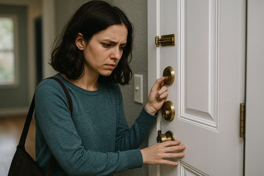 Woman checking door locks three times before leaving home Compulsive door-checking linked to anxiety disorder and security