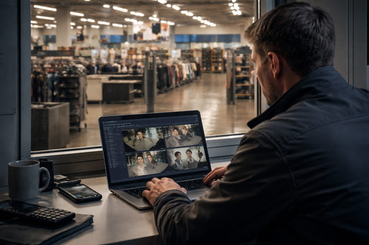 Retail security manager reviewing verified after-hours store incidents in a modern chain retail environment