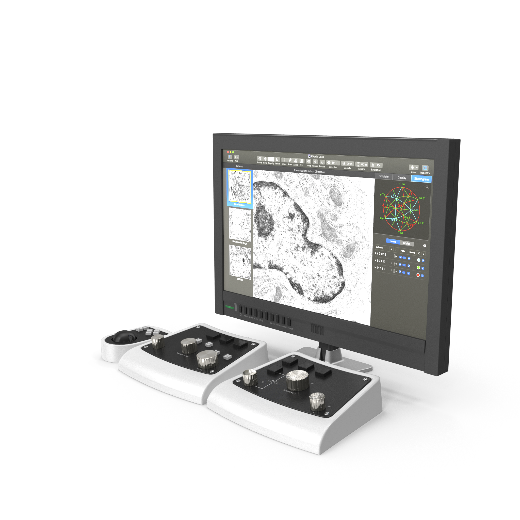 Monitor with control panel on a white background