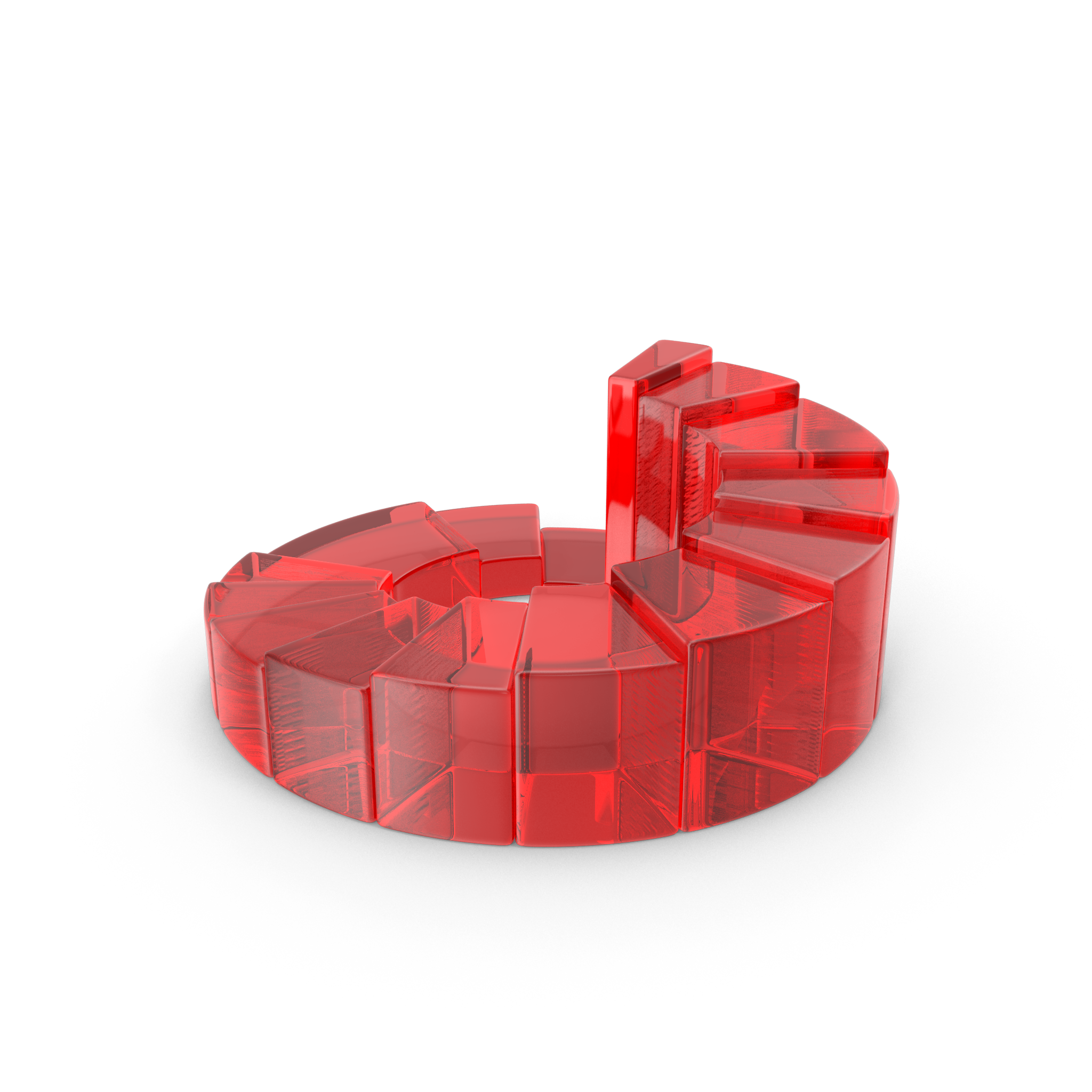 Red transparent geometric object on a white background, crime rate on the rise